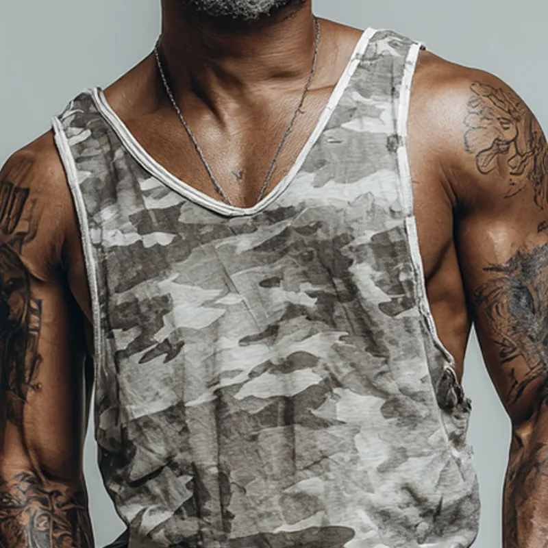 Men's Casual Camouflage Print V-Neck Tank Tops MTA1928F2X sold by Manly product image thumbnail 4