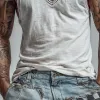 Men's Cotton Blend Loose V-Neck Tank Tops MTA1954F2X sold by Manly