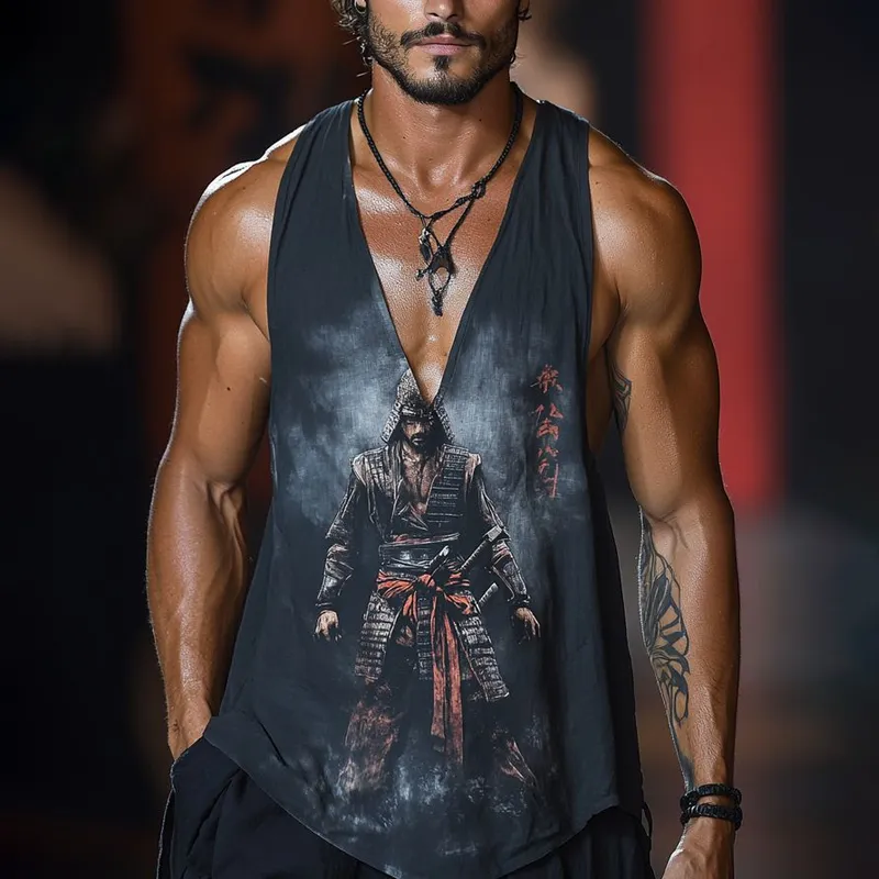 Men's Print V Neck Sleeveless Tank Top MTA1995F8Z sold by Manly product image thumbnail 2