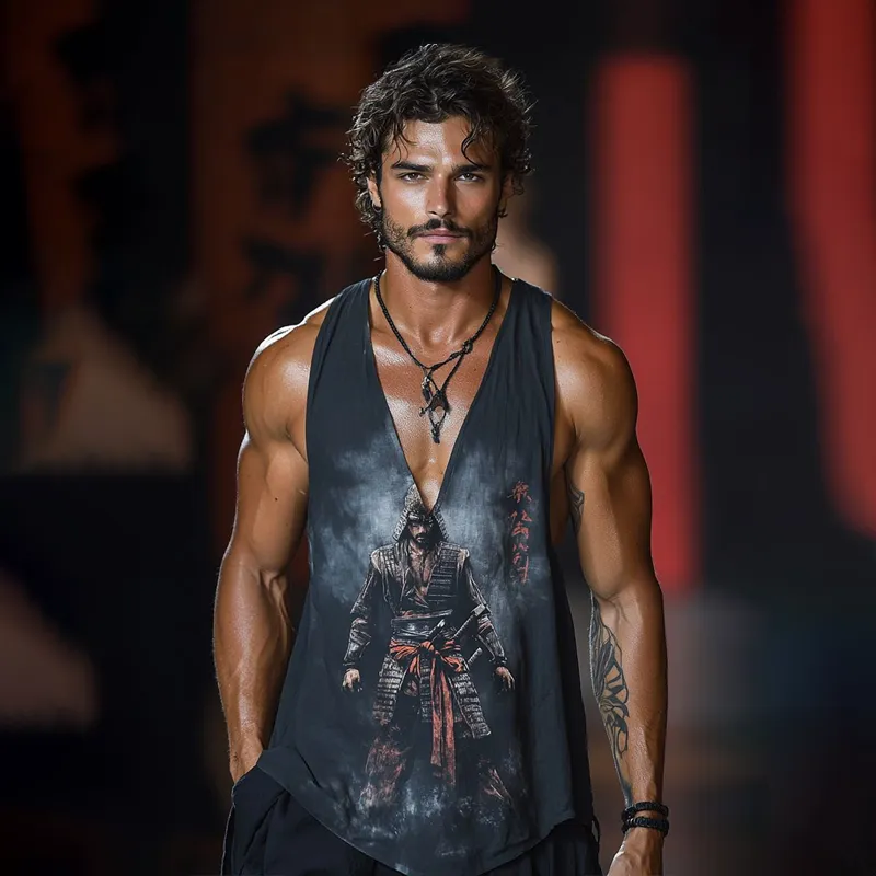 Men's Print V Neck Sleeveless Tank Top MTA1995F8Z sold by Manly product image thumbnail 3