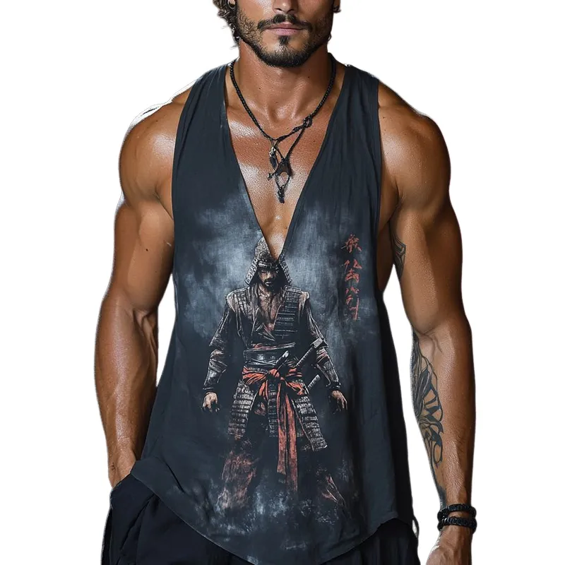 Men's Print V Neck Sleeveless Tank Top MTA1995F8Z sold by Manly