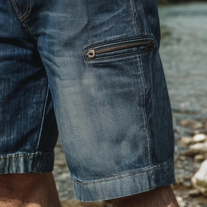 Men's Summer Loose Vintage Knee-Length Denim Shorts MTA1877F9U sold by Manly product image thumbnail 3