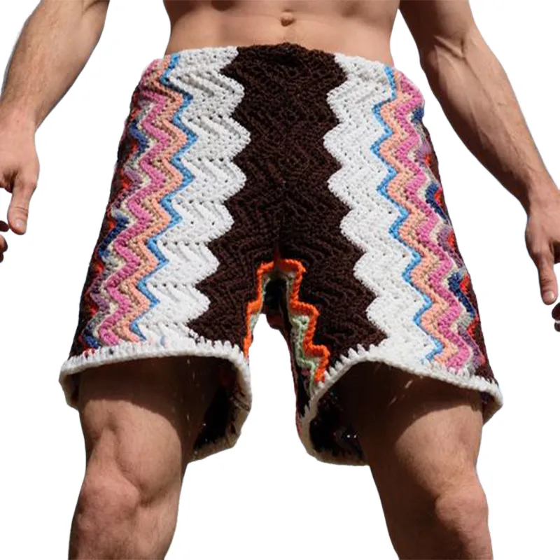 Men's Summer Colorblock Wavy Knit Beach Shorts MTA1895F9U sold by Manly