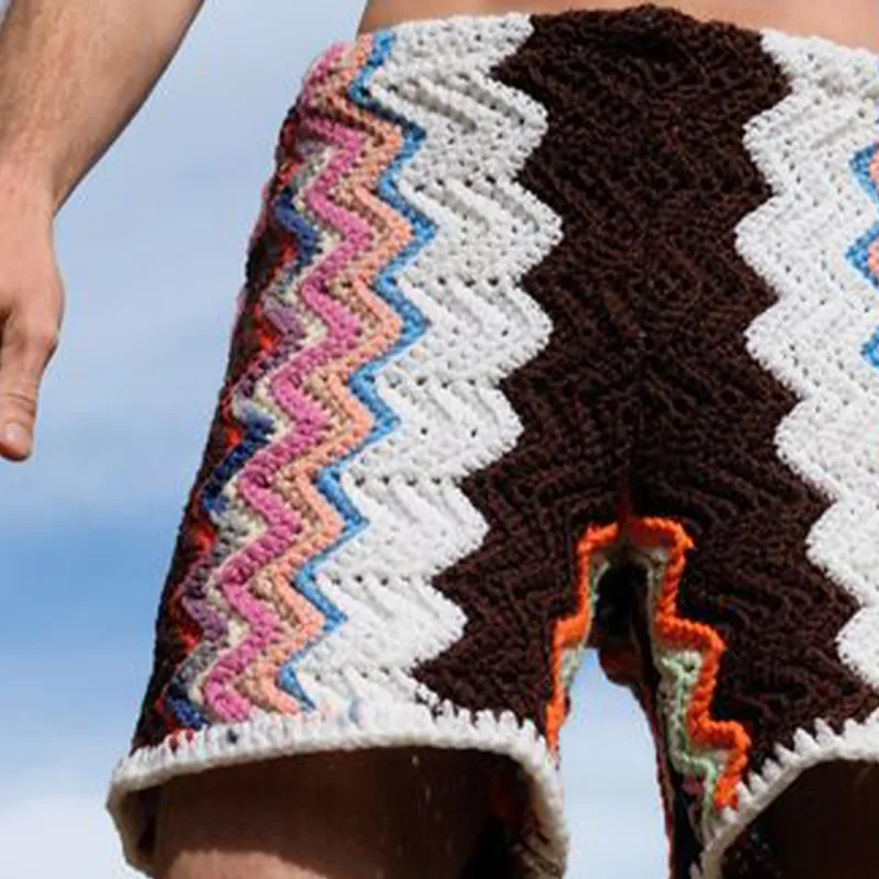 Men's Summer Colorblock Wavy Knit Beach Shorts MTA1895F9U sold by Manly product image thumbnail 3