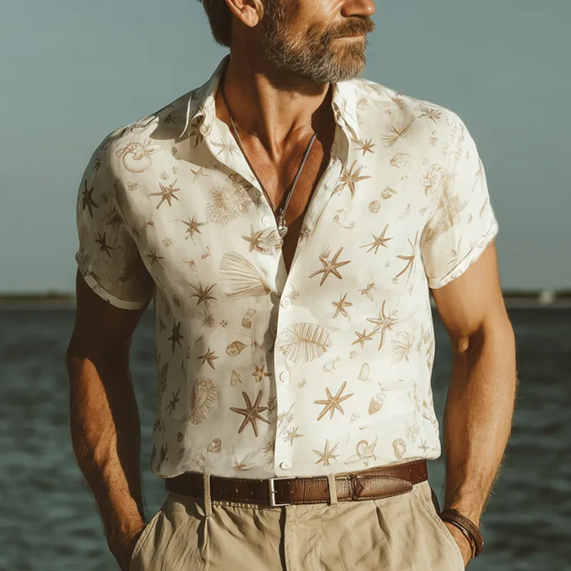 Men's Summer Beach Printed Casual Short Sleeve Shirt MTA1806F3U sold by Manly product image thumbnail 2