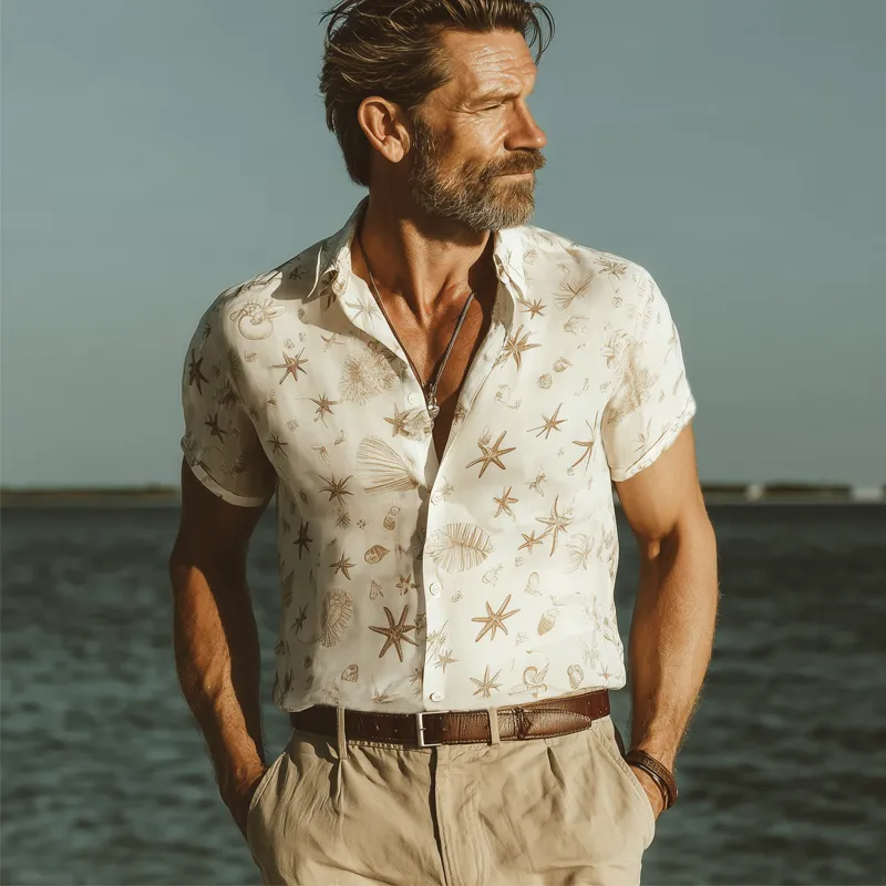 Men's Summer Beach Printed Casual Short Sleeve Shirt MTA1806F3U sold by Manly product image thumbnail 3