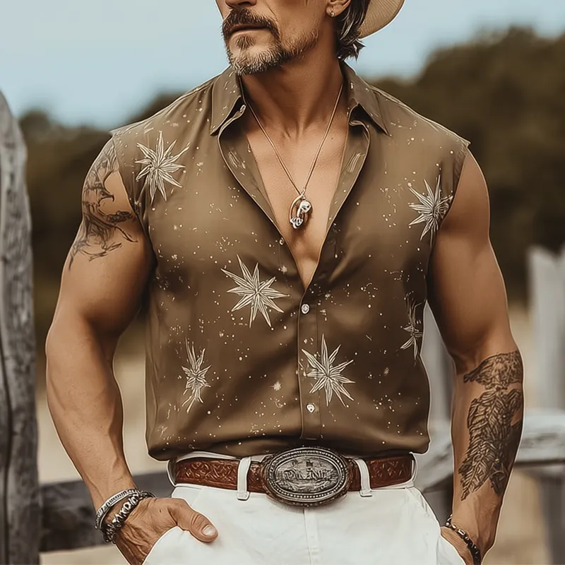 Men's Summer Fashion Printed Sleeveless Shirt MTA1949F6U sold by Manly product image thumbnail 2