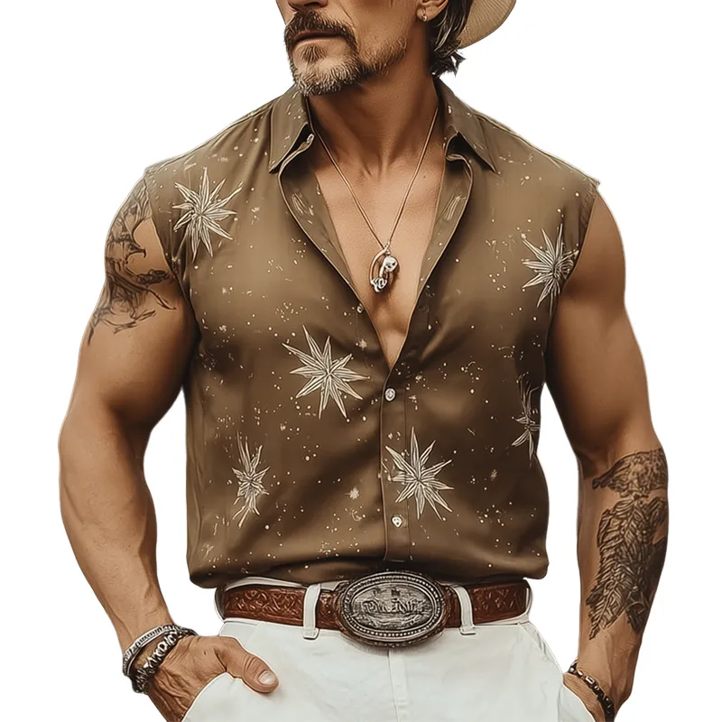 Men's Summer Fashion Printed Sleeveless Shirt MTA1949F6U sold by Manly