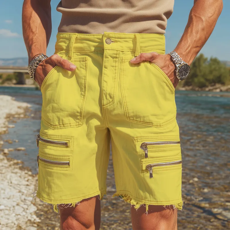 Men's Summer Comfortable Fashion Zipper Raw Edge Shorts MTA1941F5U sold by Manly product image thumbnail 3