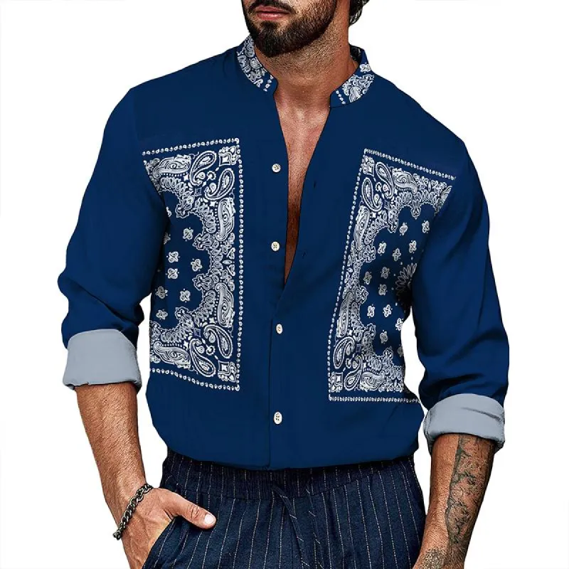 Men's Vintage Perris Stand Collar Shirt 12754005TO sold by Manly
