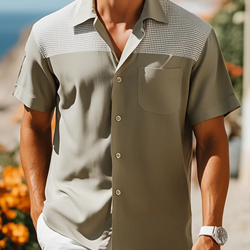 Men's Spring And Summer Fashion Casual Lyocell Tweed Short Sleeve Shirt MTA2170F7K sold by Manly product image thumbnail 4