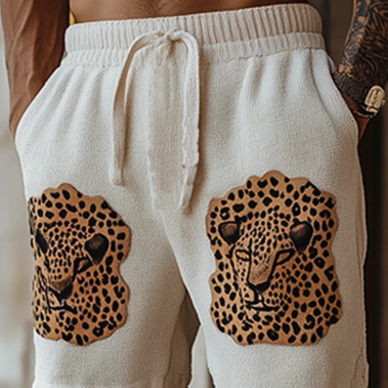 Men's Spring And Summer Fashion Leisure Vacation Style Leopard Pattern Knitted Elastic Waist Shorts MTA2089F9K sold by Manly product image thumbnail 4