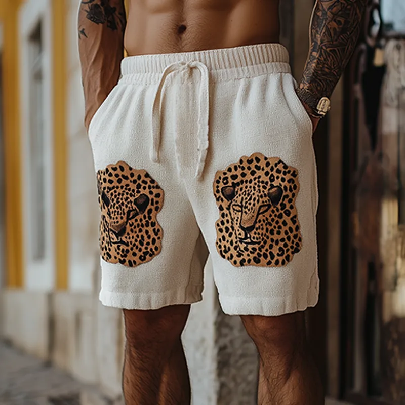 Men's Spring And Summer Fashion Leisure Vacation Style Leopard Pattern Knitted Elastic Waist Shorts MTA2089F9K sold by Manly product image thumbnail 2