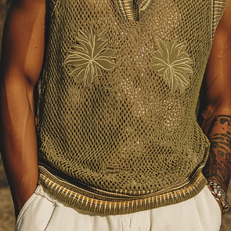 Men's Spring And Summer Fashion Casual Embroidered Knitted V-Neck Tank Top MTA2060F2K sold by Manly product image thumbnail 5