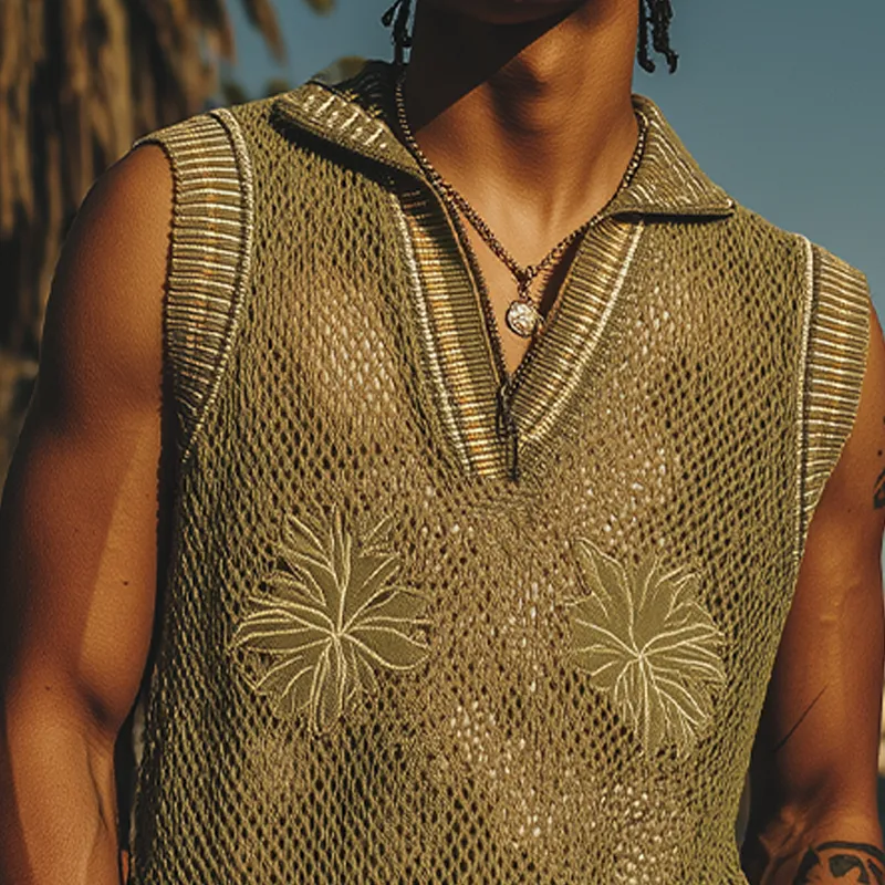 Men's Spring And Summer Fashion Casual Embroidered Knitted V-Neck Tank Top MTA2060F2K sold by Manly product image thumbnail 4