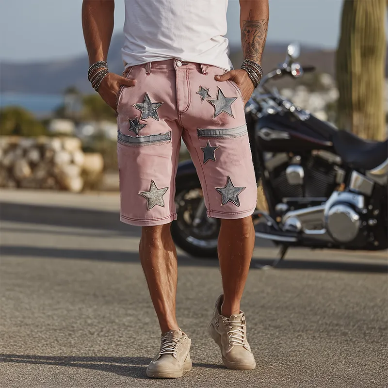 Men's Spring And Summer Fashion Casual Outdoor Washed Denim Patch Pattern Shorts MTA1808F9K sold by Manly product image thumbnail 3