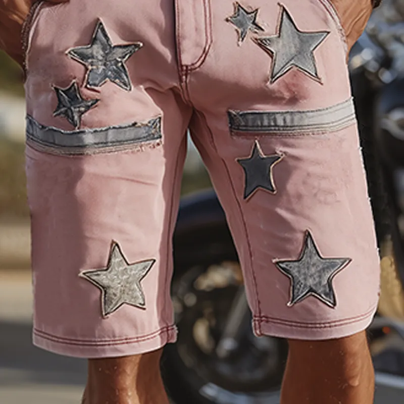 Men's Spring And Summer Fashion Casual Outdoor Washed Denim Patch Pattern Shorts MTA1808F9K sold by Manly product image thumbnail 5