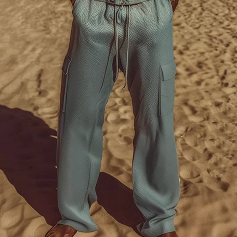 Men's Spring And Summer Fashion Casual Slightly Transparent Sexy Mesh Hooded Vest Multi-Pocket Elastic Waist Pants Set MTA2052F6K sold by Manly product image thumbnail 5