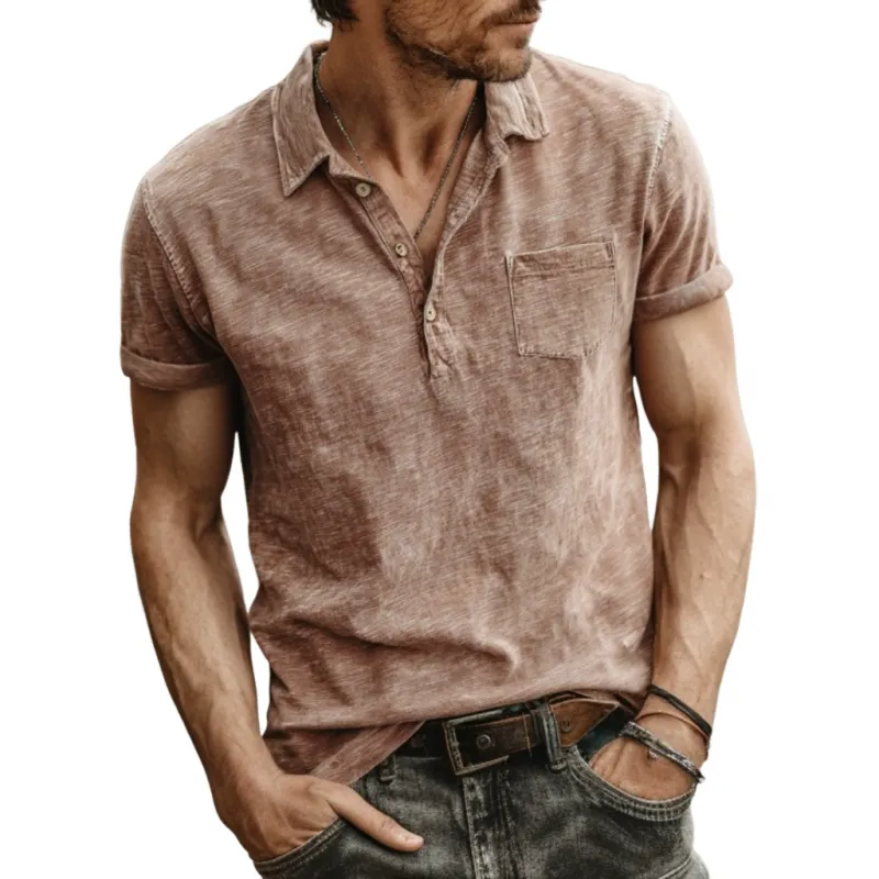 Men's Casual Breathable Cotton Lapel Patch Pocket Slim Fit Short-sleeved Polo Shirt MTA2153F9M sold by Manly