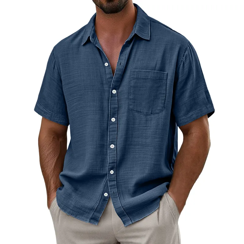 Men's Cotton Blend Solid Color Short Sleeve Shirt MTA2150F9X sold by Manly