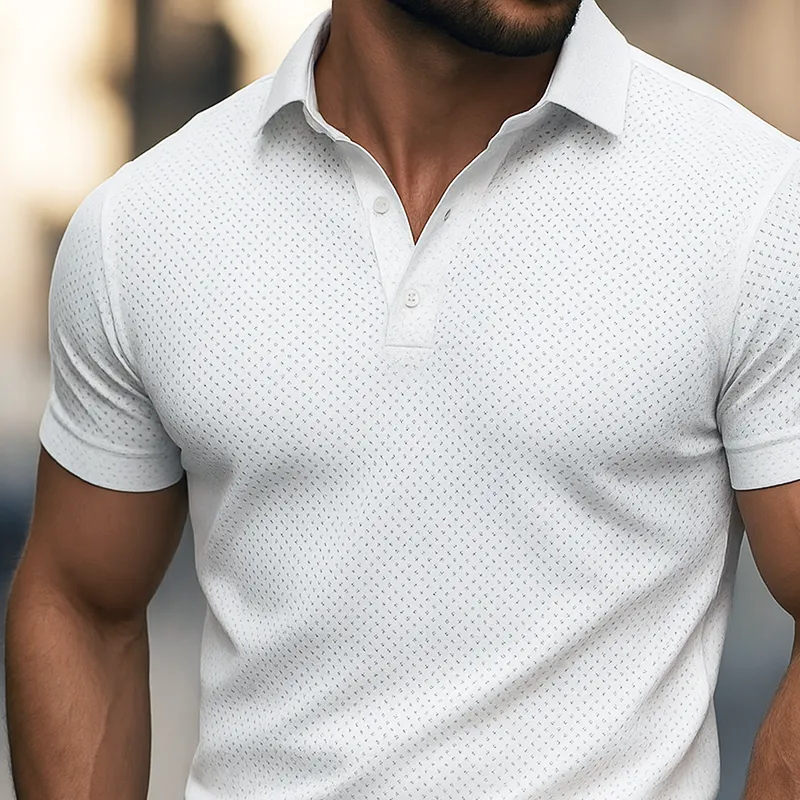 Men's Solid Hollow Lapel Short Sleeve Polo Shirt MTA2385F5Z sold by Manly product image thumbnail 3