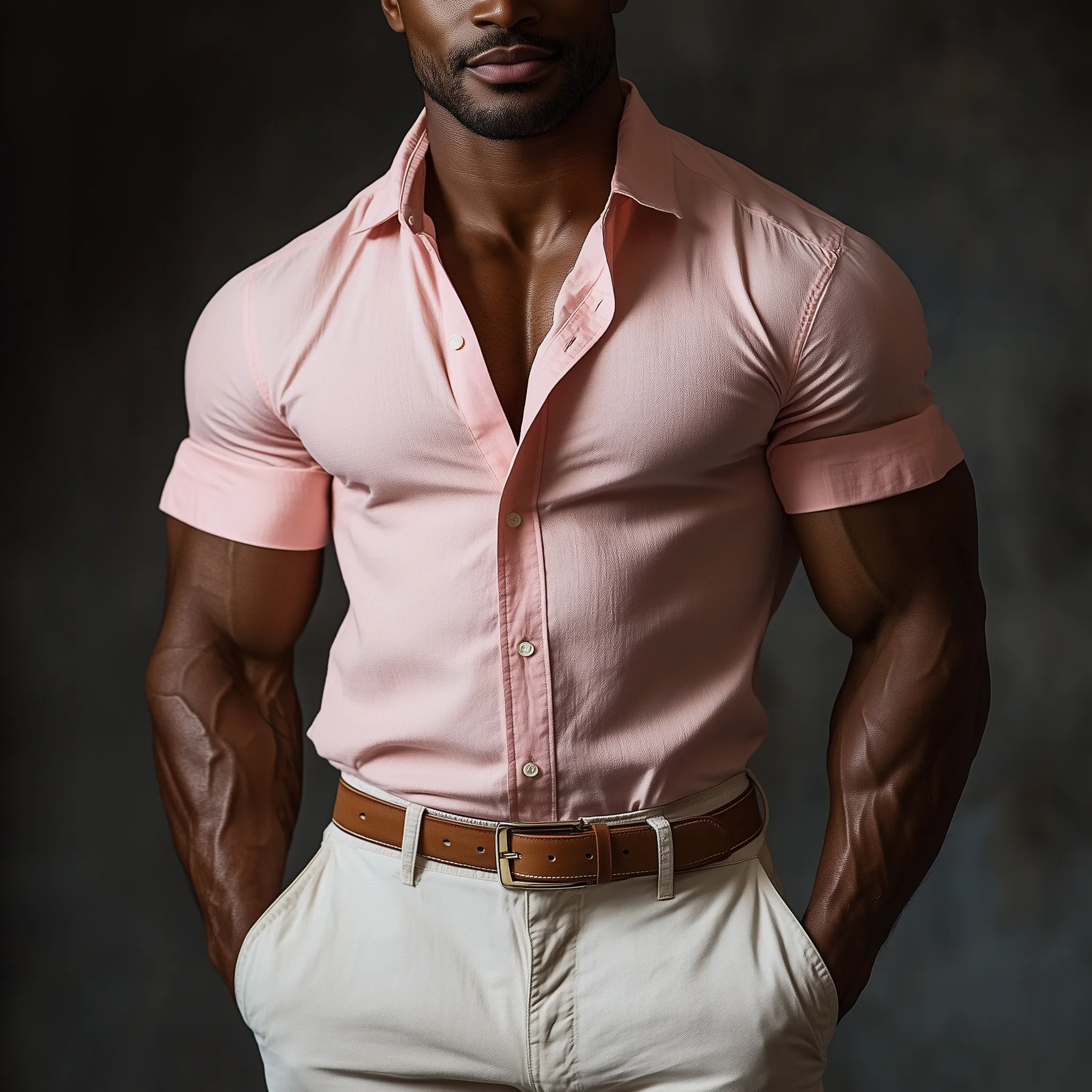 Men's Summer Fashion Solid Color Cotton And Linen Short-Sleeved Shirt MTA2320F1P sold by Manly product image thumbnail 2