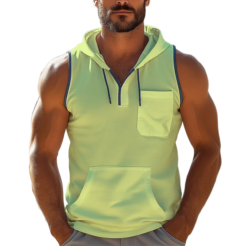 Men's Summer Hooded Sweat-Absorbent Breathable Sports Tank Top MTA2379F8U sold by Manly