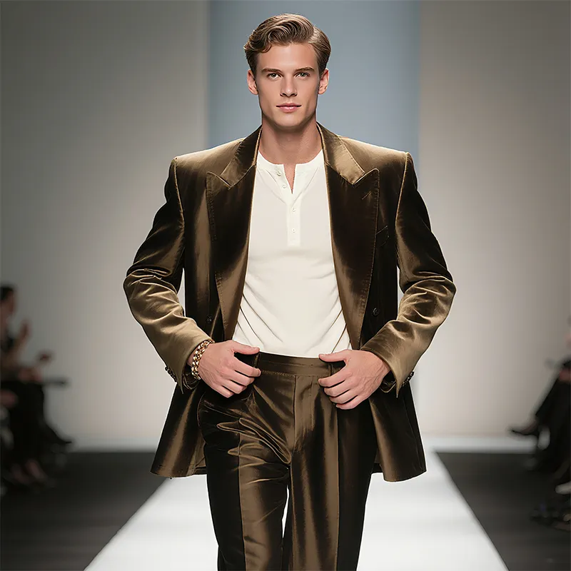 Men's Classic Vintage Style Luxe Satin Double Breasted Blazer MTA2545F3TO sold by Manly product image thumbnail 3