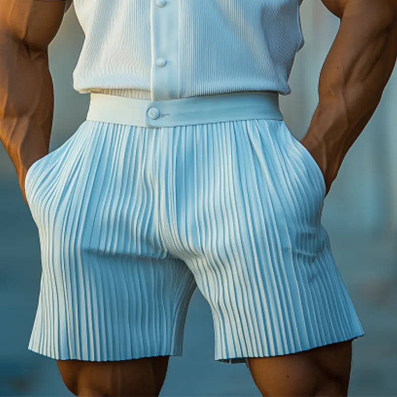 Men's Spring And Summer Fashion Casual Cool Pleated Fabric Shorts MTA2554F8K sold by Manly product image thumbnail 2