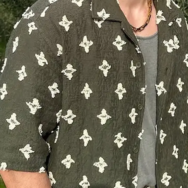 Men's Summer Textured Crochet Embroidered Short Sleeve Shirt MTA2551F3U sold by Manly product image thumbnail 4