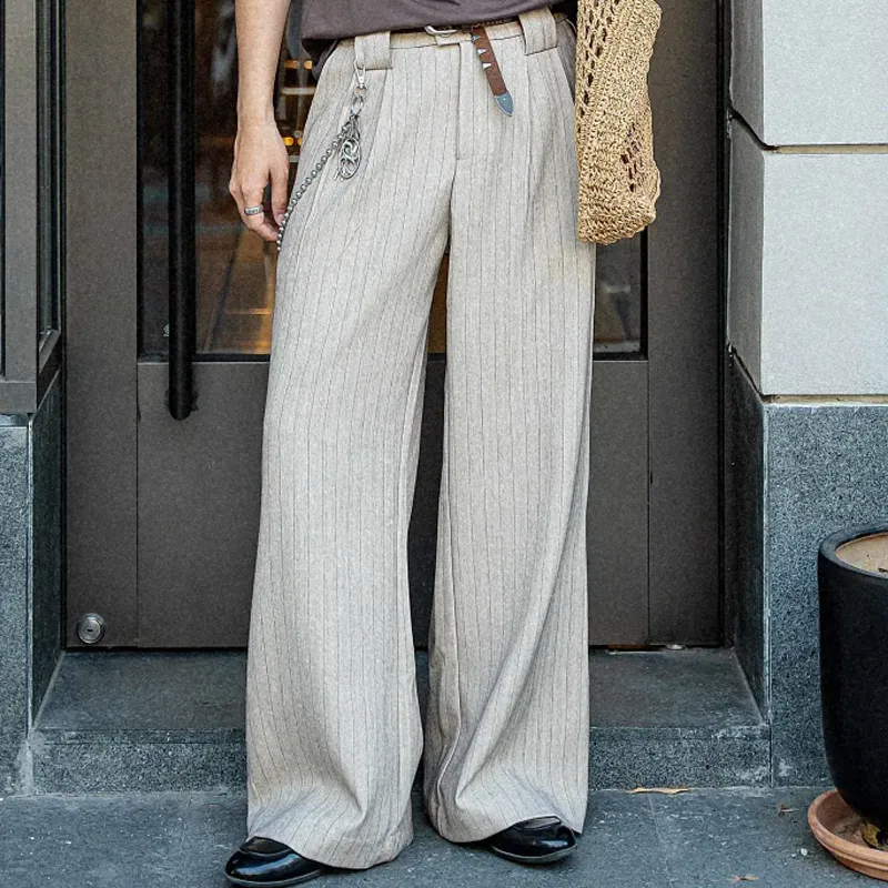 Men's Classic Wide Leg Straight Striped Pants MTA2529F6U sold by Manly product image thumbnail 3