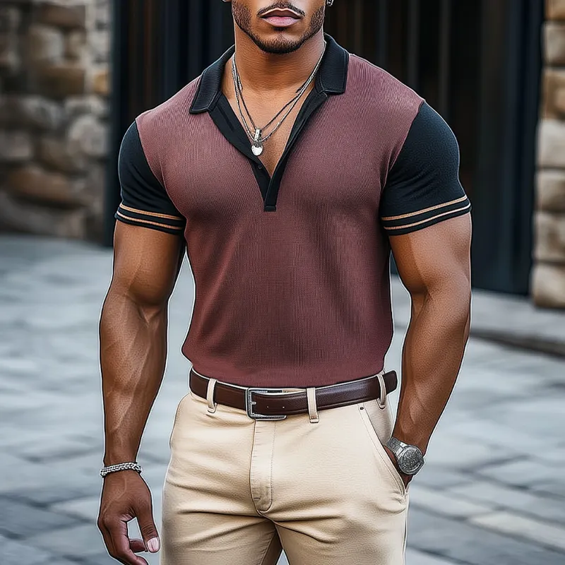 Men's Summer Business Knitted Polo Neck Short Sleeve T-Shirt MTA2509F9U sold by Manly product image thumbnail 3