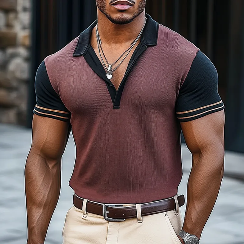 Men's Summer Business Knitted Polo Neck Short Sleeve T-Shirt MTA2509F9U sold by Manly product image thumbnail 2