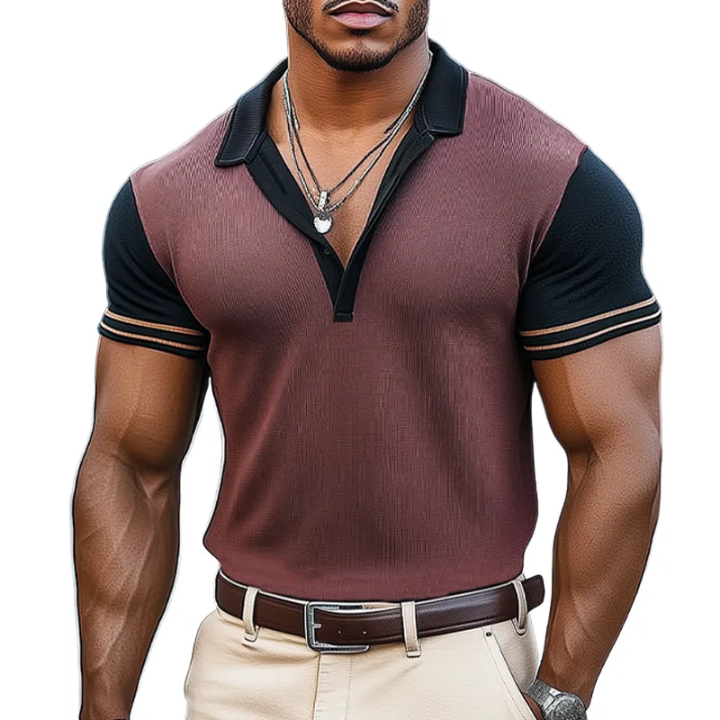 Men's Summer Business Knitted Polo Neck Short Sleeve T-Shirt MTA2509F9U sold by Manly