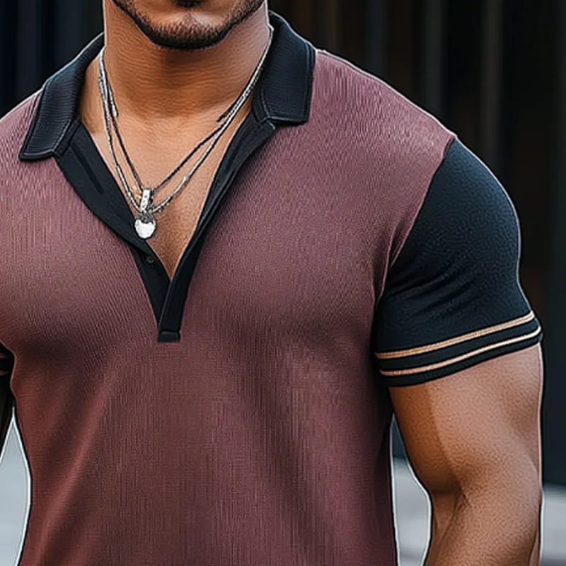 Men's Summer Business Knitted Polo Neck Short Sleeve T-Shirt MTA2509F9U sold by Manly product image thumbnail 4