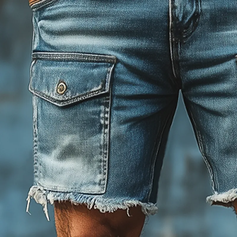 Men's Summer Vintage Raw Edge Denim Shorts MTA2423F1U sold by Manly product image thumbnail 3