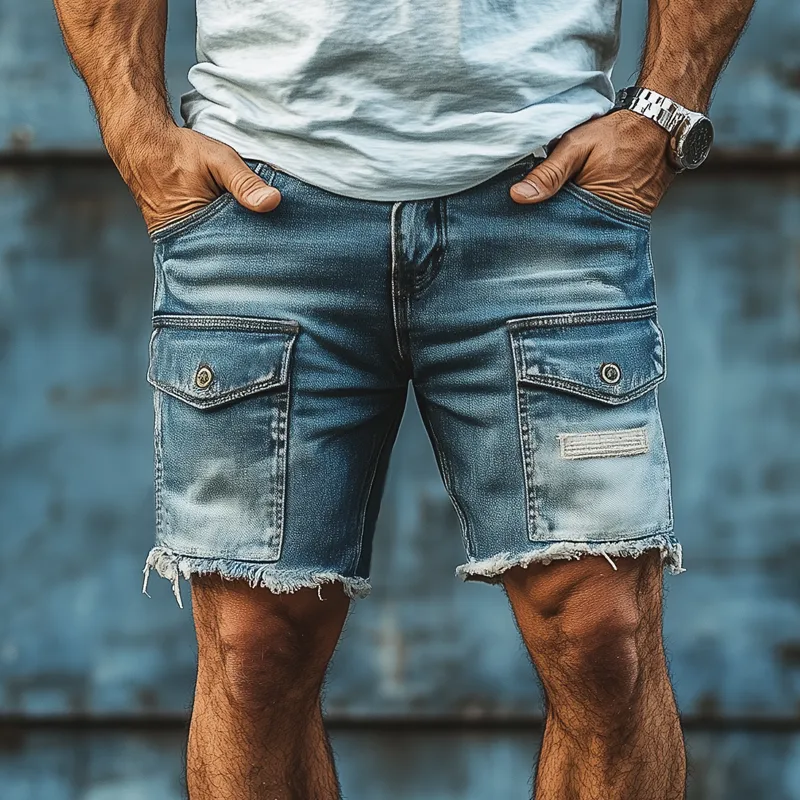 Men's Summer Vintage Raw Edge Denim Shorts MTA2423F1U sold by Manly product image thumbnail 2