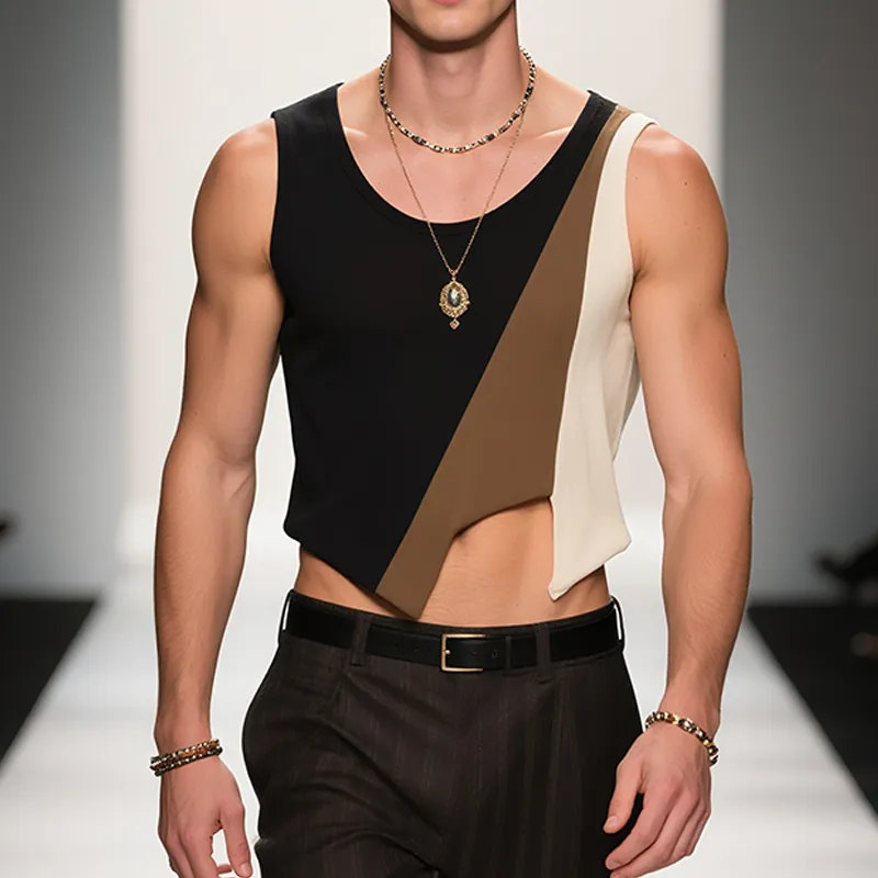 Men's Retro Casual Old Money Style Knitted Crew Neck Tank Top MTA2430F9TO sold by Manly product image thumbnail 2