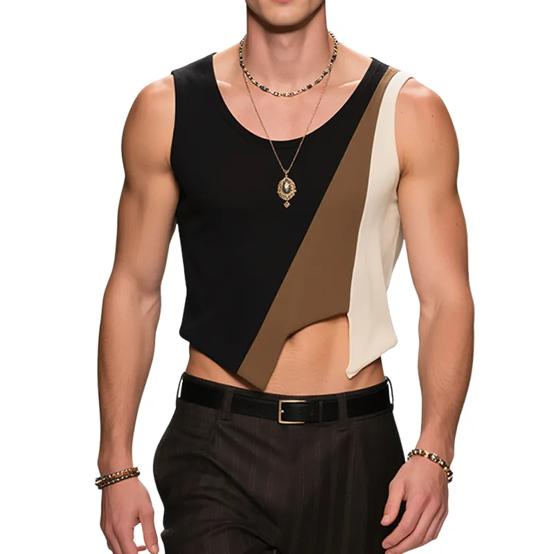 Men's Retro Casual Old Money Style Knitted Crew Neck Tank Top MTA2430F9TO sold by Manly