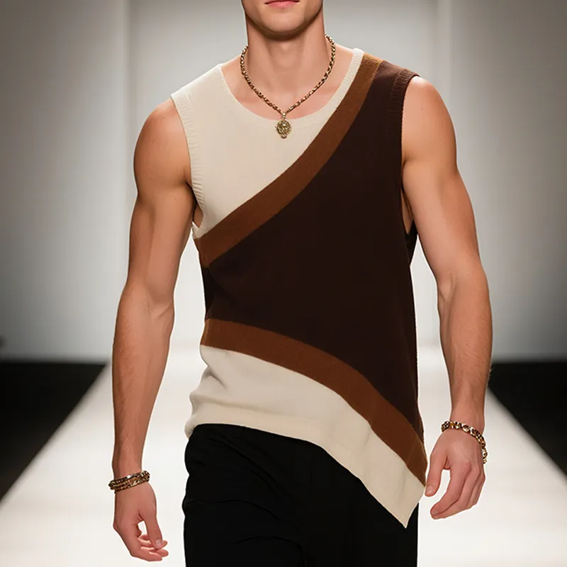 Men's Retro Casual Old Money Style Knitted Crew Neck Tank Top MTA2493F6TO sold by Manly product image thumbnail 2