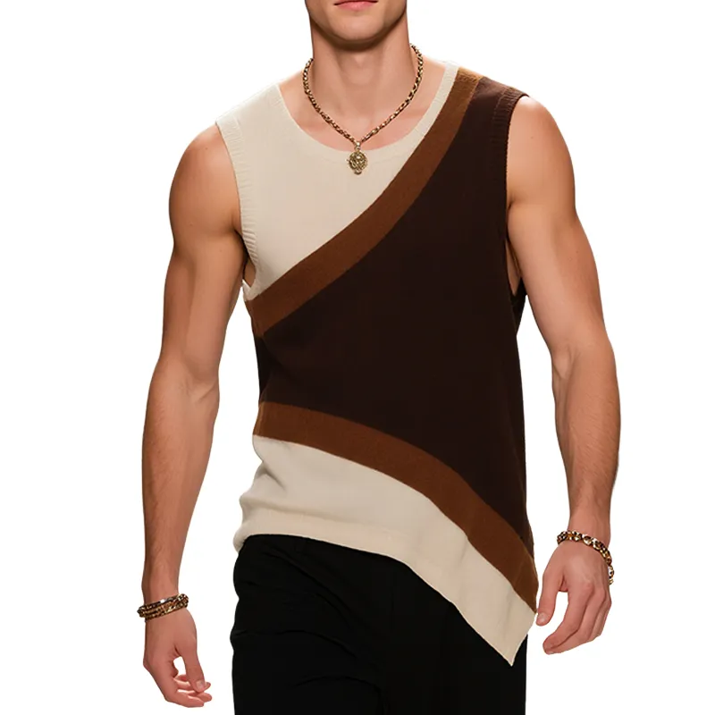Men's Retro Casual Old Money Style Knitted Crew Neck Tank Top MTA2493F6TO sold by Manly