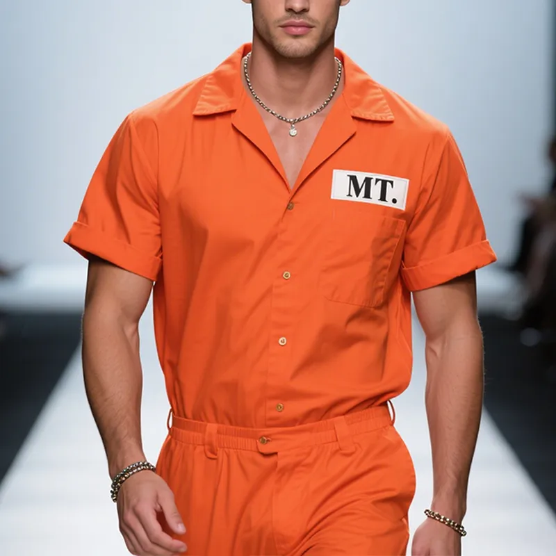 Men's Vintage Casual Cotton Tribute Liberty Lapel Short Sleeve Shirt MTA2438F8TO sold by Manly product image thumbnail 2