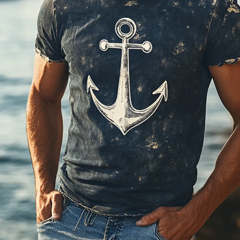 Men's Retro Printed Round Neck Short Sleeve T-Shirt MTA2448F4X sold by Manly product image thumbnail 2