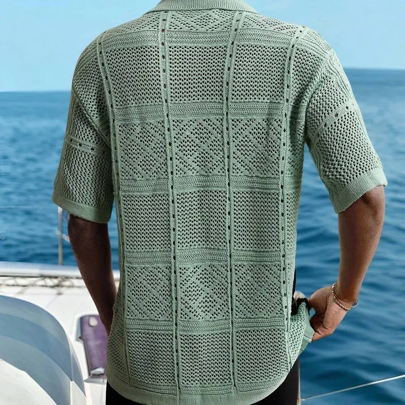 Men's Summer Knitted Jacquard Short Sleeve Shirt MTA2419F4X sold by Manly product image thumbnail 3