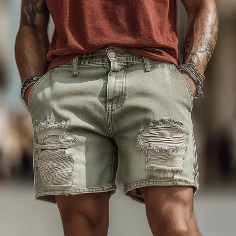 Men's Fashion Outdoor Denim Washed Ripped Loose Shorts TA2434F7M sold by Manly product image thumbnail 3