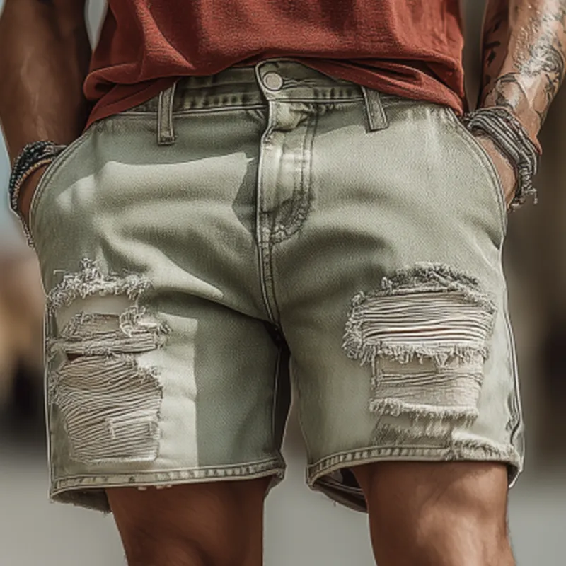 Men's Fashion Outdoor Denim Washed Ripped Loose Shorts TA2434F7M sold by Manly product image thumbnail 2