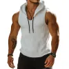 Men's Casual Solid Color Striped Hooded Knitted Slim Tank Top MTA2376F1M sold by Manly