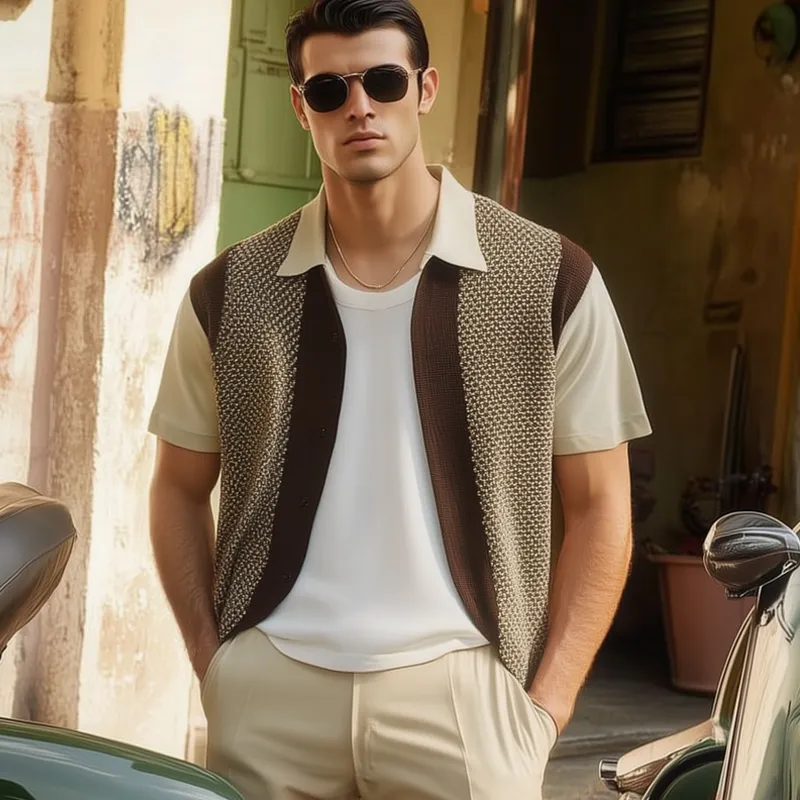 Men's Summer Classic Knit Button Short Sleeve Shirt MTA2481F8U sold by Manly product image thumbnail 3