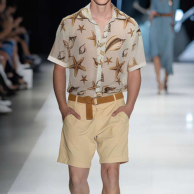 Men's Spring And Summer Fashion Casual Slightly Transparent Cool Chiffon Printed Short-sleeved Shirt MTA2452F7K sold by Manly product image thumbnail 3