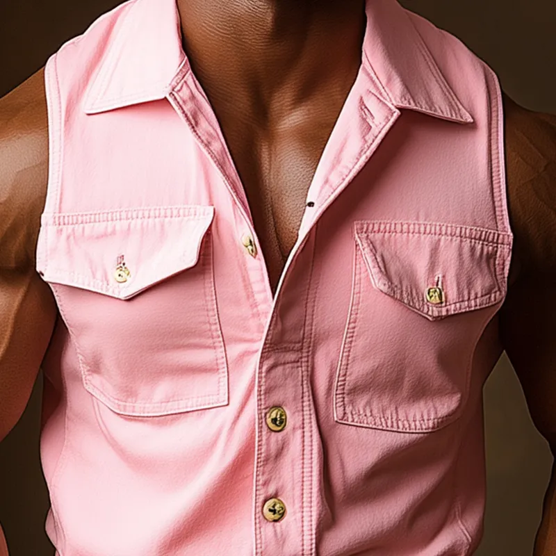 Men's Summer Fashion Solid Color Denim Sleeveless Shorts Jumpsuit MTA2347F4P sold by Manly product image thumbnail 3